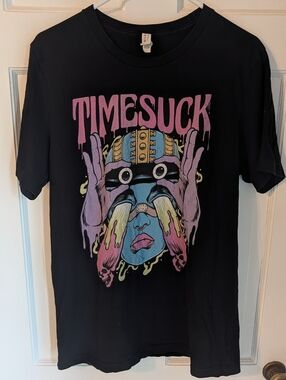 Timesuck Podcast Merch Graphic Tee - Black W/ Trippy Design